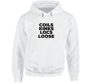 Coils Kinks Locs + Loose Hoodie White