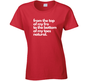 Fro Natural Red White Ladies T Shirt